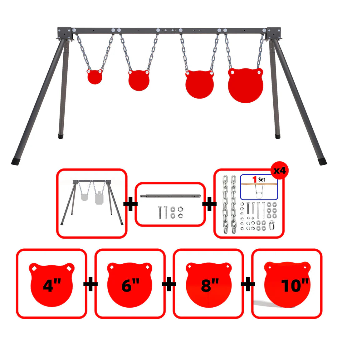 Training Target System – Complete Set with Stand, Chains & 4 AR500 Steel Targets